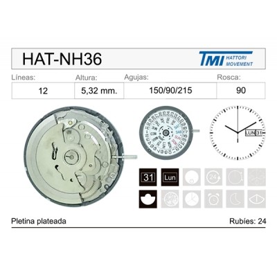 MOVIMIENTO DE PULSERA HATTORI NH36